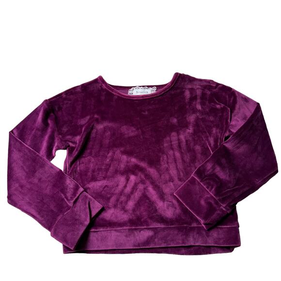 Btween Girls' Purple Velvet Crew Neck Sweatshirt - Size 10 - Picture 1 of 4